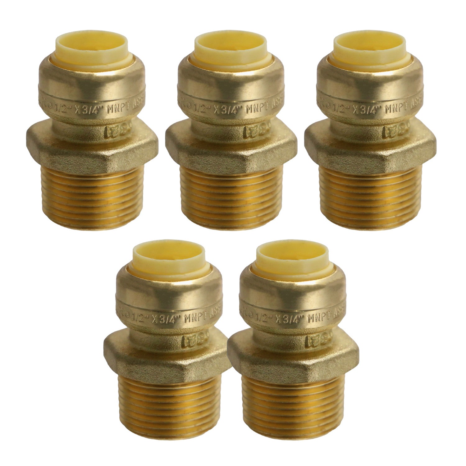 5 Pack XFITTING 1/2" Push Fit x 3/4" Male NPT Threaded