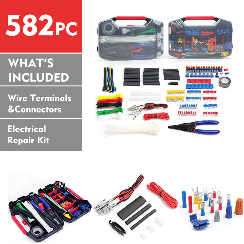WORKPRO 582PCS Crimp Terminals Connectors Kit by WORKPRO