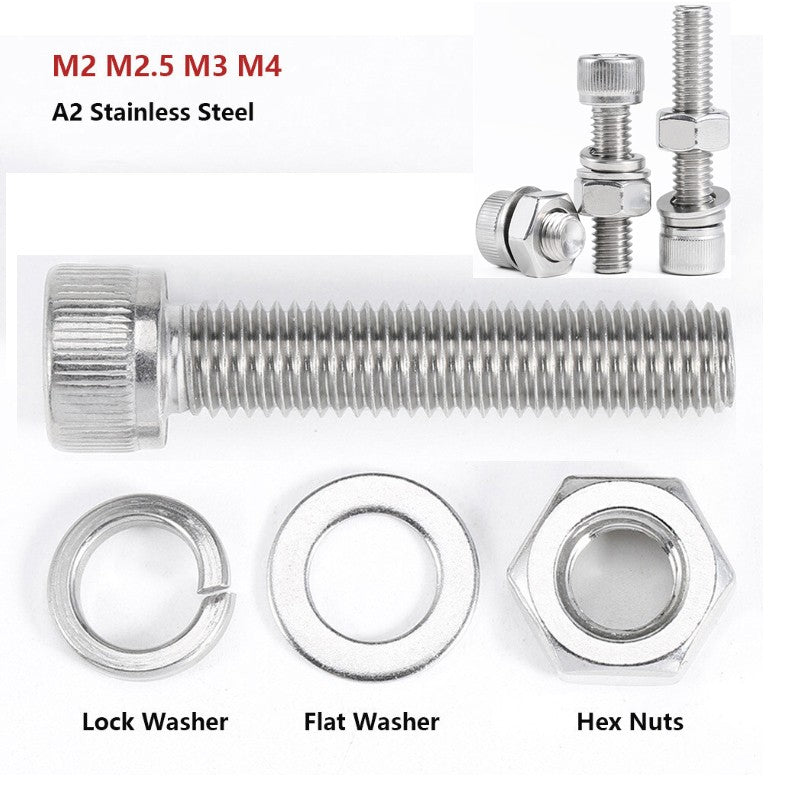 Cap Head Screws with Hex Nuts A2 Stainless Steel