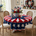 Round Tablecloth With Patriotic Stars Design Pet Plastic Modern Style