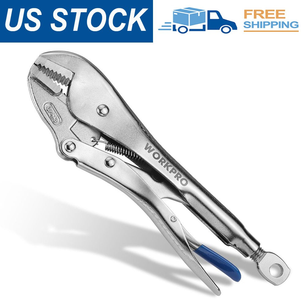 WORKPRO 10" Straight Jaw Locking Plier CR-MO Steel Multipurpose Perforated Screw