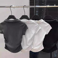 Basic Simple Womens Waist Short Sleeves T-shirt Fashion For Slim Fit
