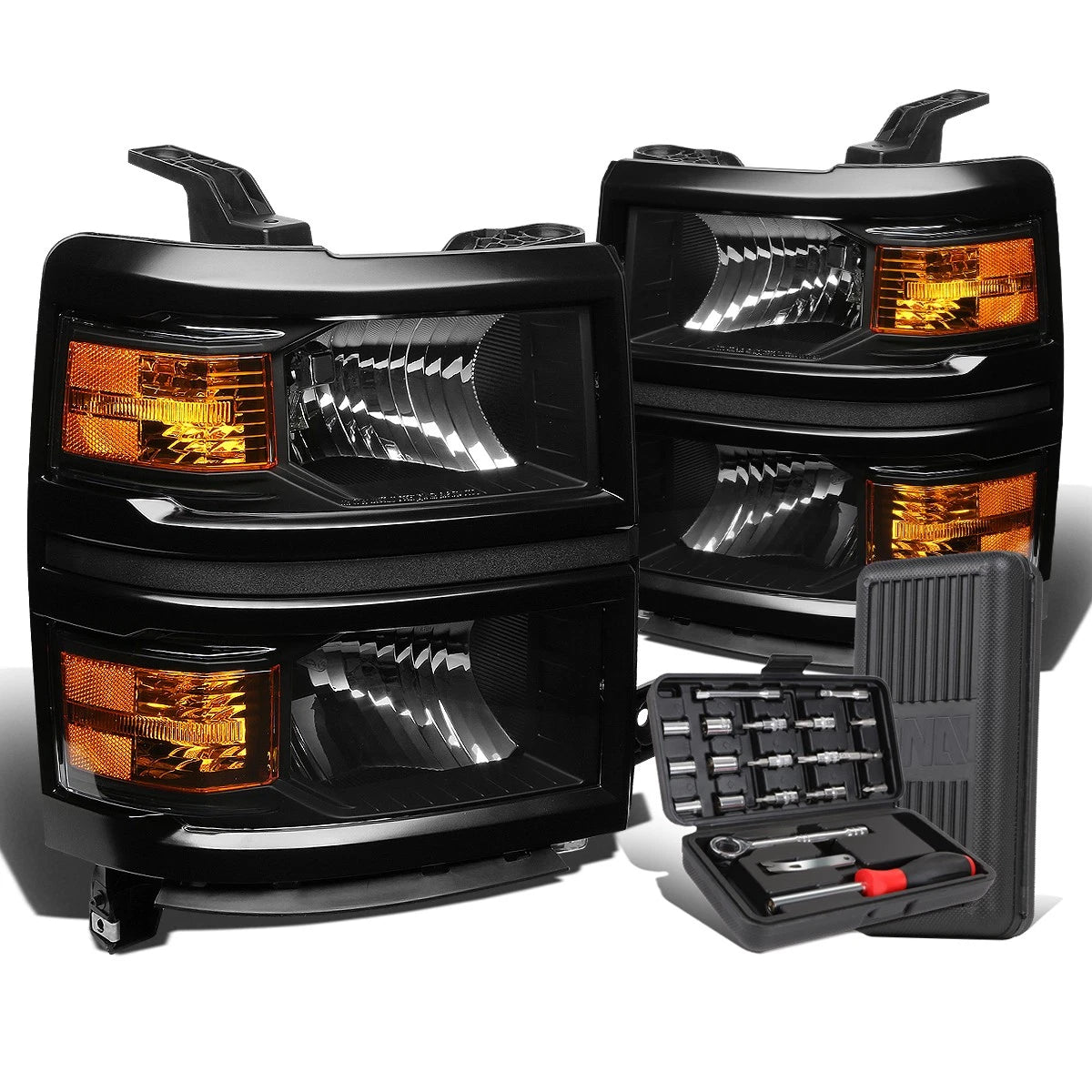 For 2014-2015 Chevy Silverado Pair Black/amber | Built Supply Co