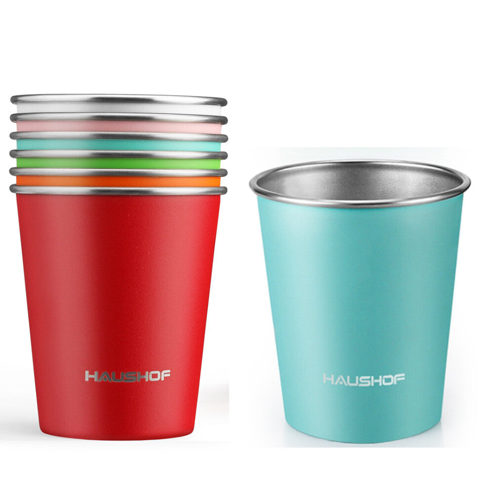 HAUSHOF 6PC 14 oz Pint Cup Stainless Steel Cup Stackable Metal Drink