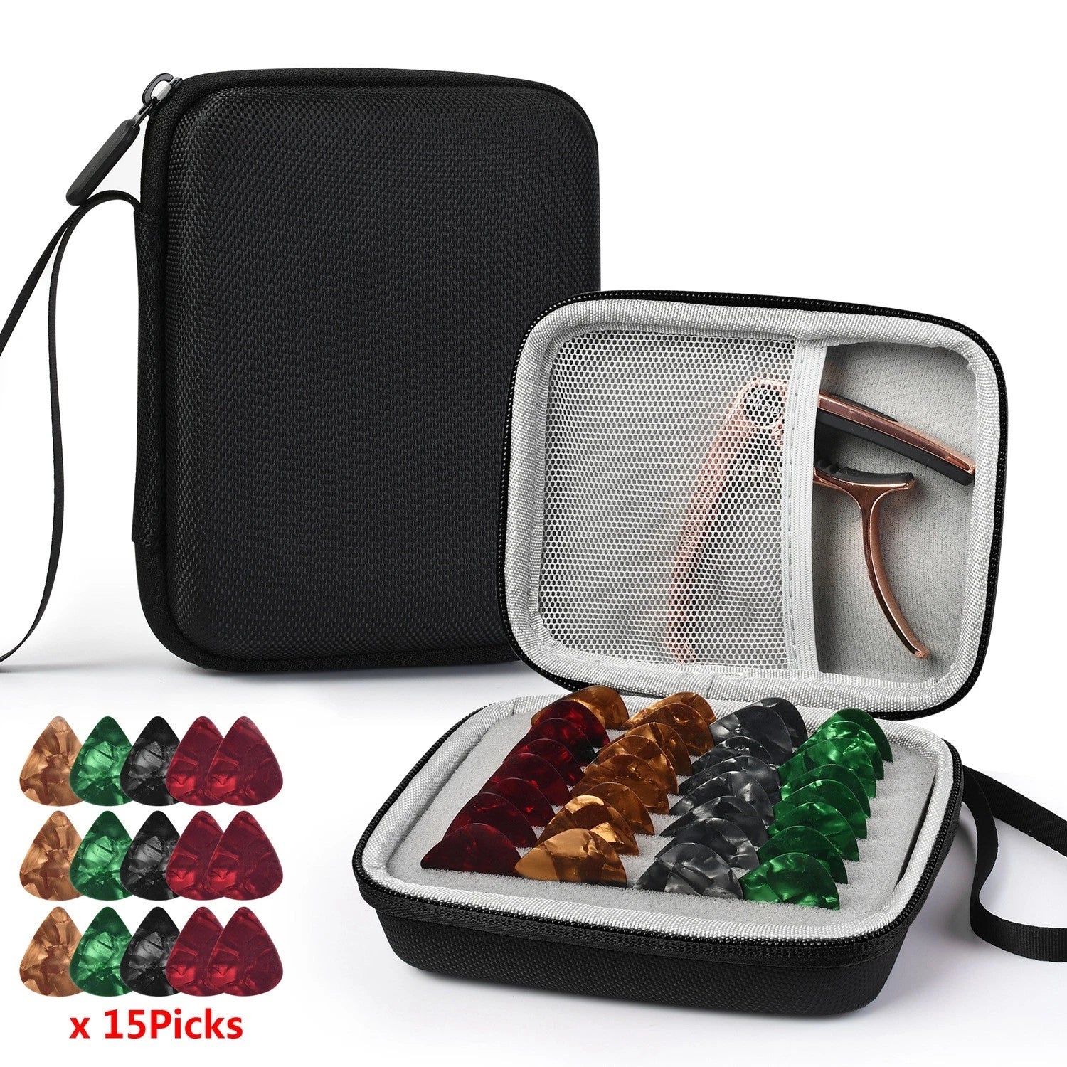 0.75mm Guitar Pick Box, Pu Leather Guitar Pick Holder Case Bag Holder