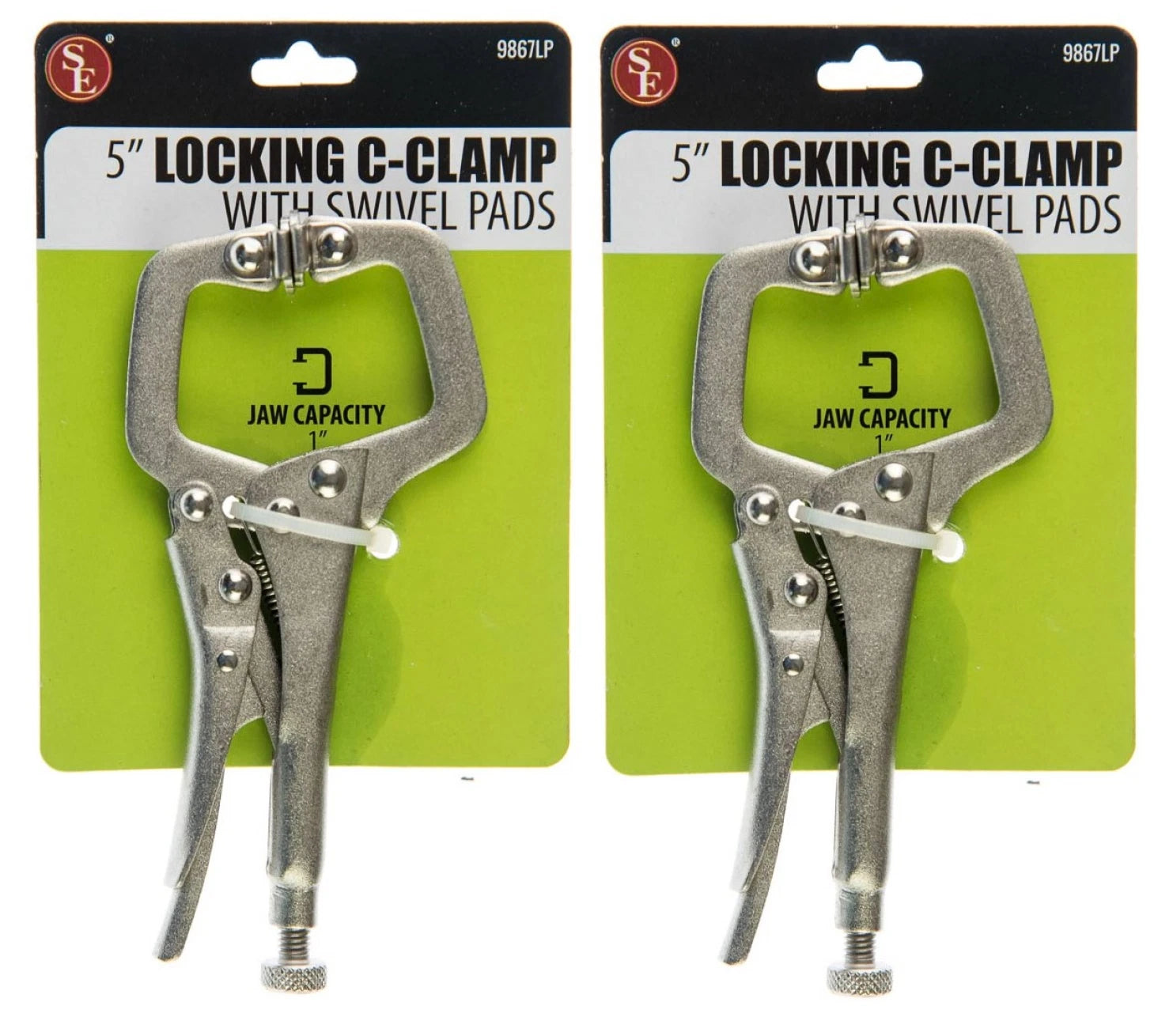 2 Se 5" Locking C Clamp Vise Pliers W/swivel Flex Grip Pads 1" Jaw