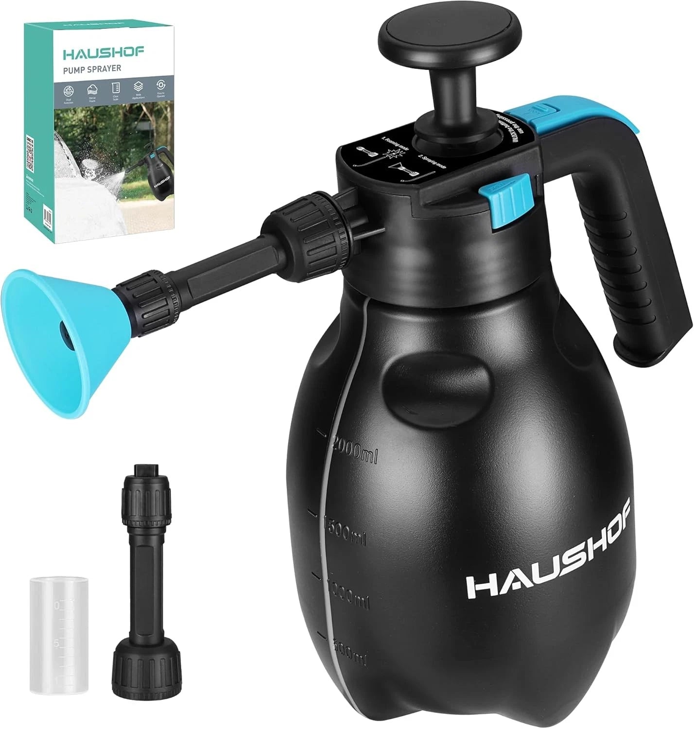 Haushof 2l/0.5gallon Hand Pump Sprayer Pressure Garden Spray Bottle