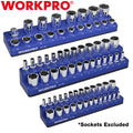 WORKPRO 3PCS Magnetic Socket Organizer Set 1/4" 3/8" 1/2" Dr Metric