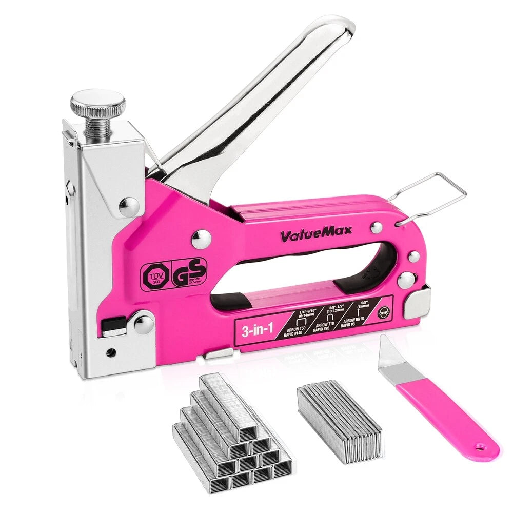Heavy Duty Staple Gun 3-in-1 Manual Nail Gun Staples Remover