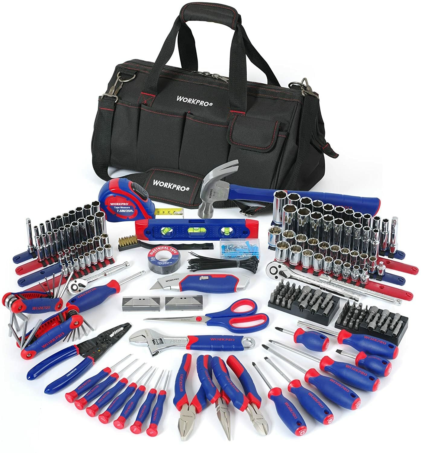 WORKPRO 322PCS Mechanics Tool Sets Kit Socket Ratchet 6-Point Repair