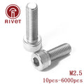 10pcs-6000pcs DIN912 M2.5 Stainless Steel 316 Hex Bolts Socket Cap Screws Head