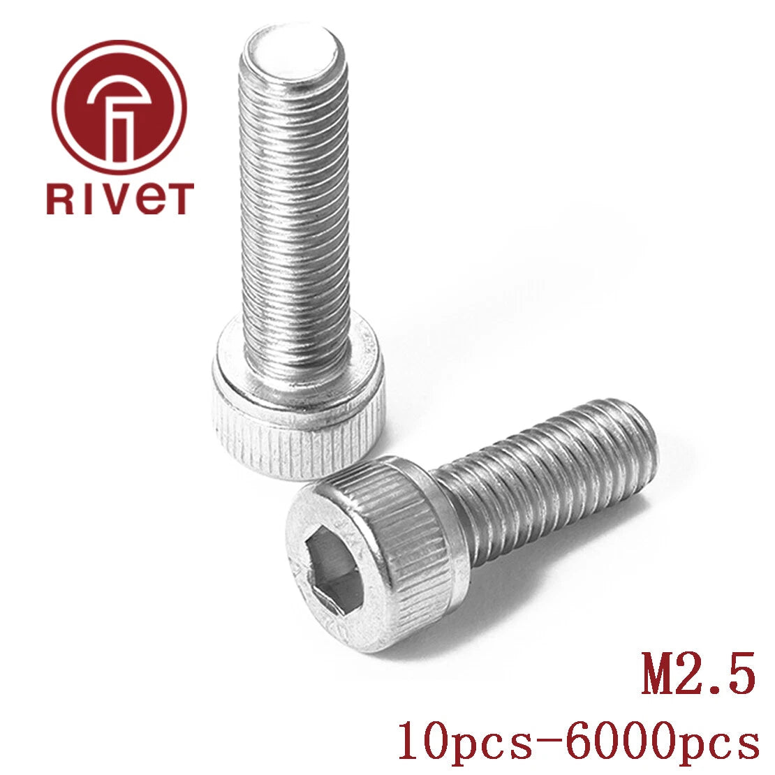 10pcs-6000pcs DIN912 M2.5 Stainless Steel 316 Hex Bolts Socket Cap Screws Head