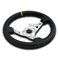 Nrg 350MM 3" Deep Dish 6-Hole Steering Wheel Black Leather/silver