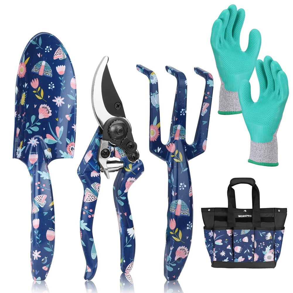 WORKPRO 5PC Garden Tool Set Garden Hand Tool w/Bag Heavy Dut