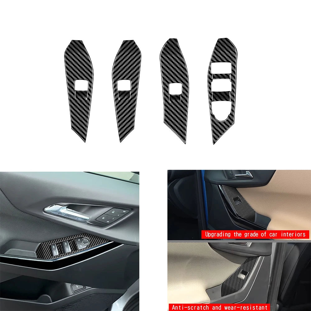 Abs Carbon Fiber Window Lift Switch Control Trim For Chevrolet Equino
