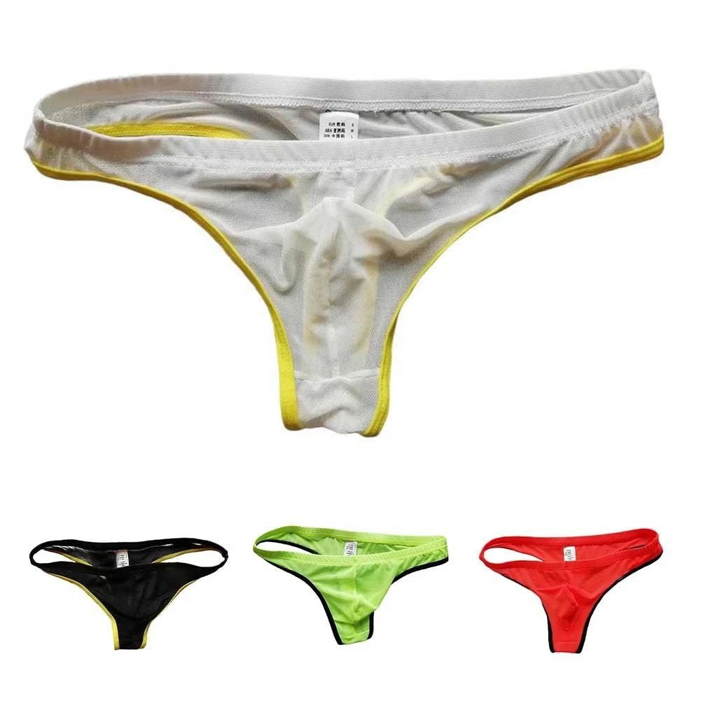 Mens Breathable Mesh Underpants Thong Pouch Style Comfortable