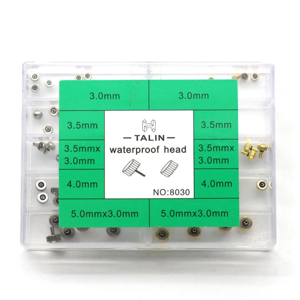 3.0-5.0mm Multi-size Assorted Watch Crown Watchmaker Repair Kit No.