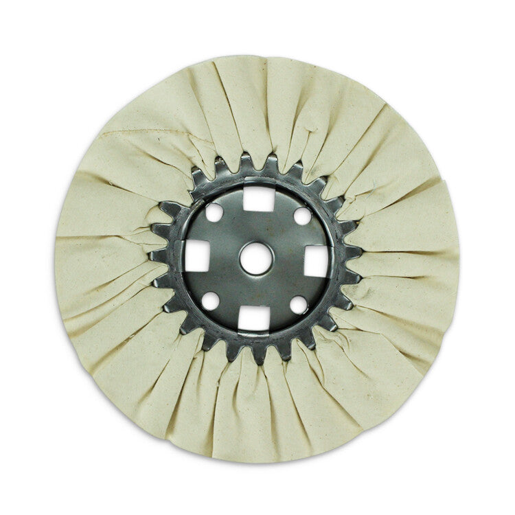 8" White Untreated Cotton Airway Buffing Wheel 3" Center Plate x 5/8"