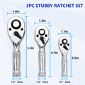 3 piece ratchet handle set 1/4" 3/8" 1/2" long wrench Quick release