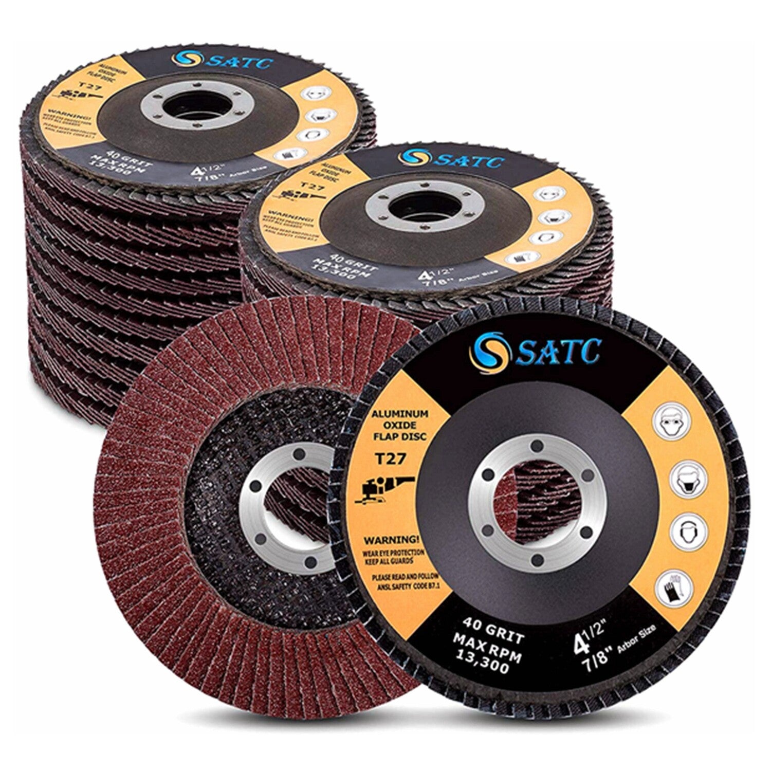 50PCS 4-1/2" Flap Disc 40 Grit 4.5" x 7/8" Angle Grinder Sanding