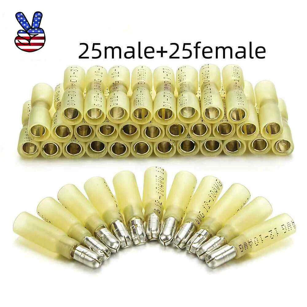 Heat Shrink Bullet Wire Connectors 12-10awg Male Female Crimp
