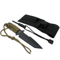 7" Hunting Knife W/ Fire Starter & Paracord Carbon Steel Blade
