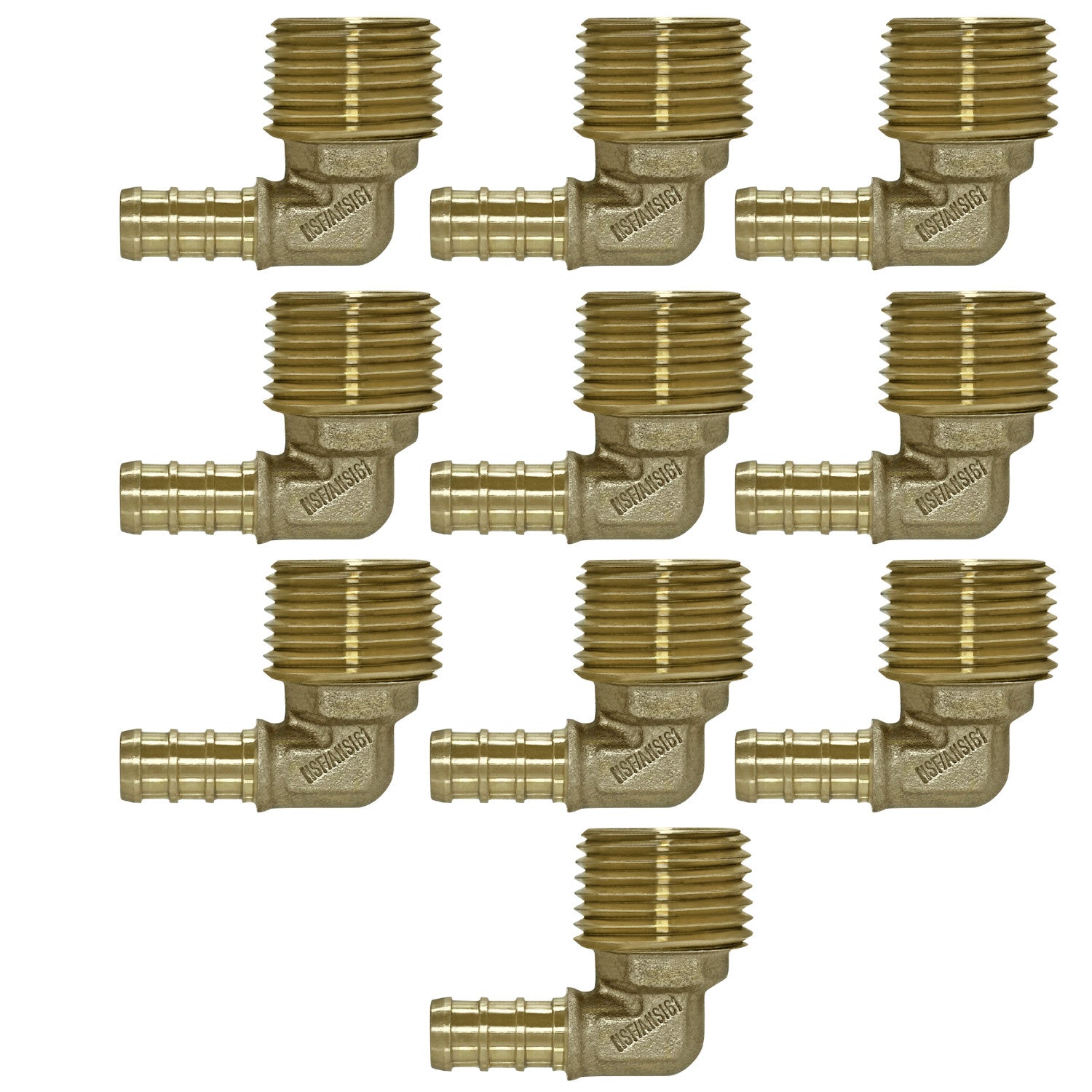 10 Pack XFITTING 3/8" Pex B X 1/2" Male NPT Elbow, Lead