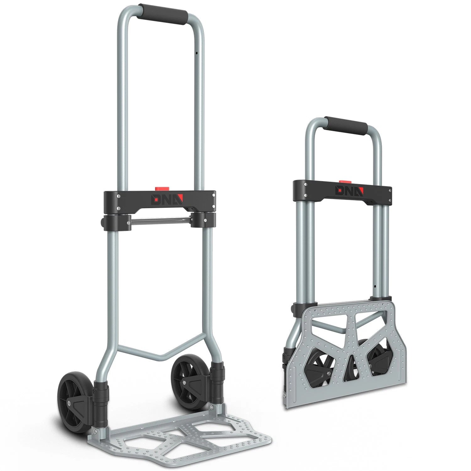 27.9"-38.3" 220lbs Capacity Black Foldable Steel Hand Truck Cart
