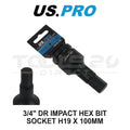 Us Pro Tools 3/4" Dr Impact Hex Bit Socket H19 X 100mm Cr-mo 7578