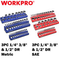 Workpro 3pcs/6pcs Magnetic Socket Organizer Holder Set 1/4" 3/8" 1/2"
