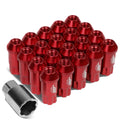 J2 7075 Forged Aluminum M12x1.5 5cm Open-end Lug Nut Kit W/adapter Red