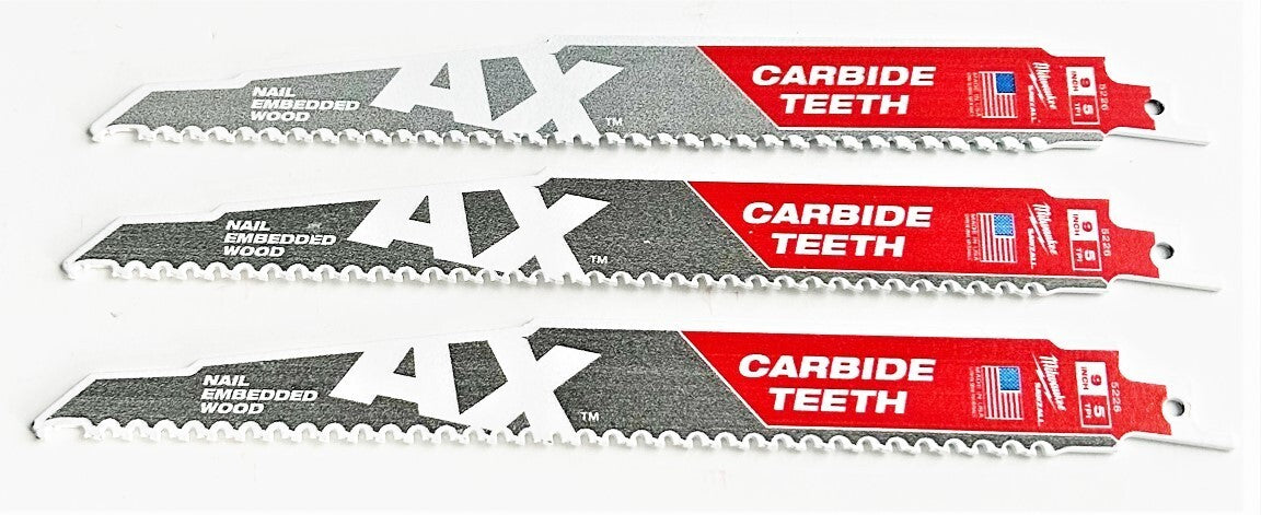 Milwaukee AX 9" Carbide Sawzall Blades - 3 Pack by Milwaukee