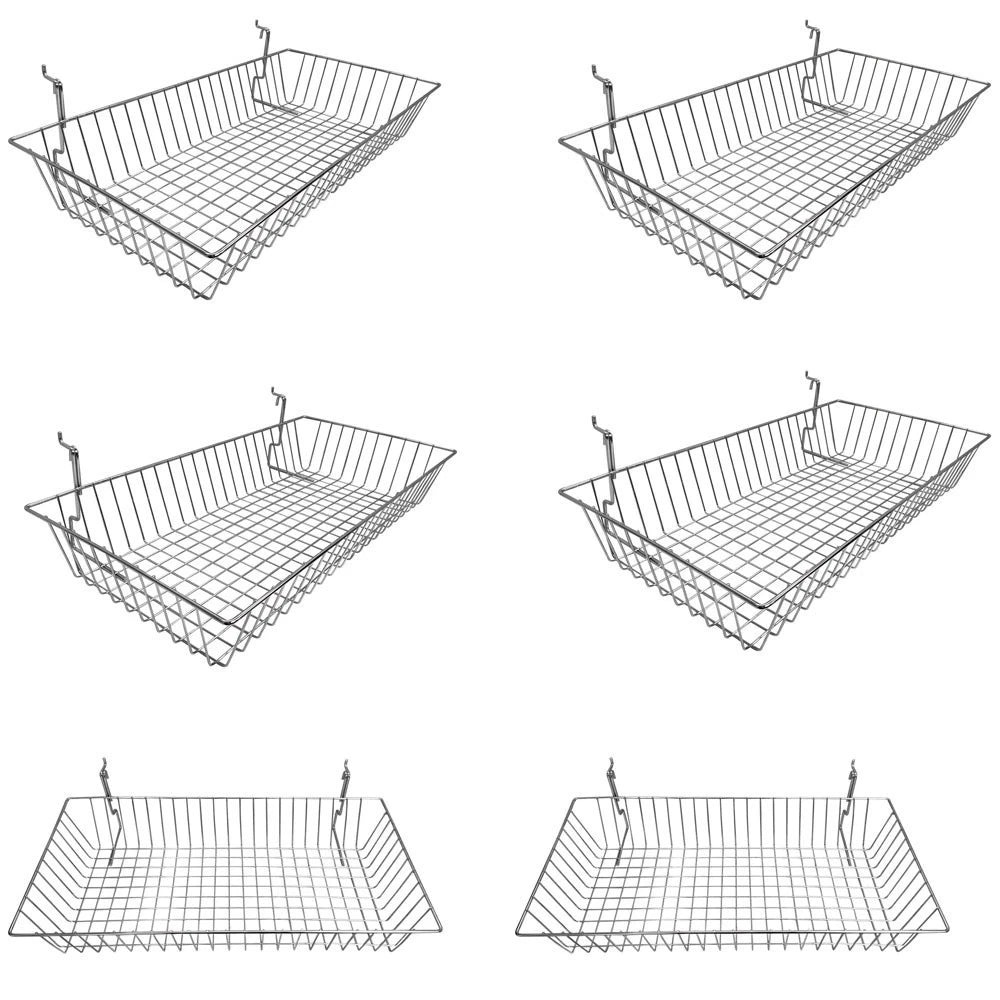 Set Of Chrome Metal Wire Slatwall Gridwall Pegboard Shallow Rack