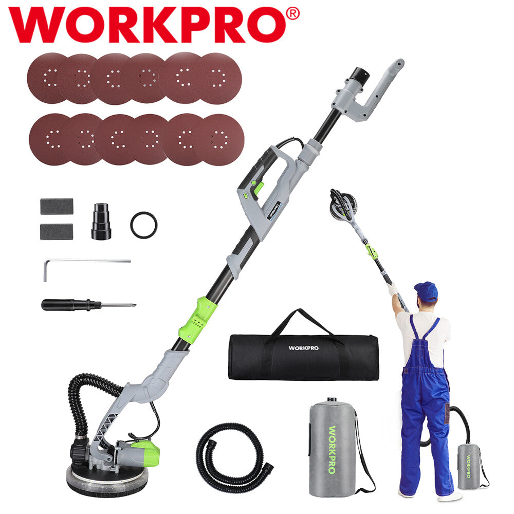 WORKPRO Drywall Sander Kit 720W Electric Sander 7 Speed 1100-1850RPM