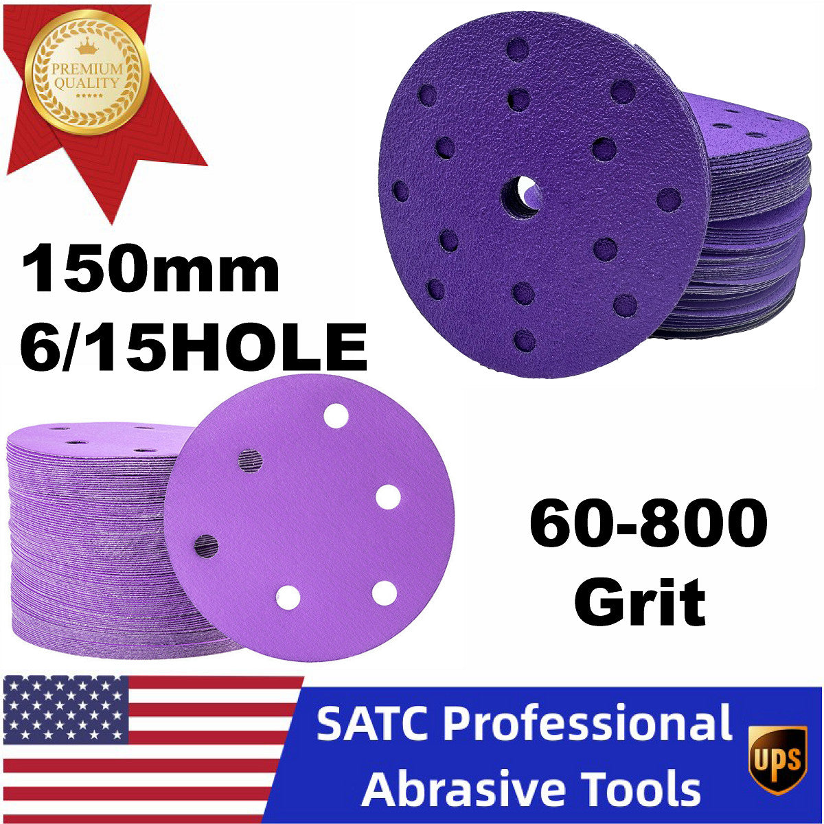 150mm Ceramic Grain Sanding Discs 6 Inch Grit 60-800 by Unbranded