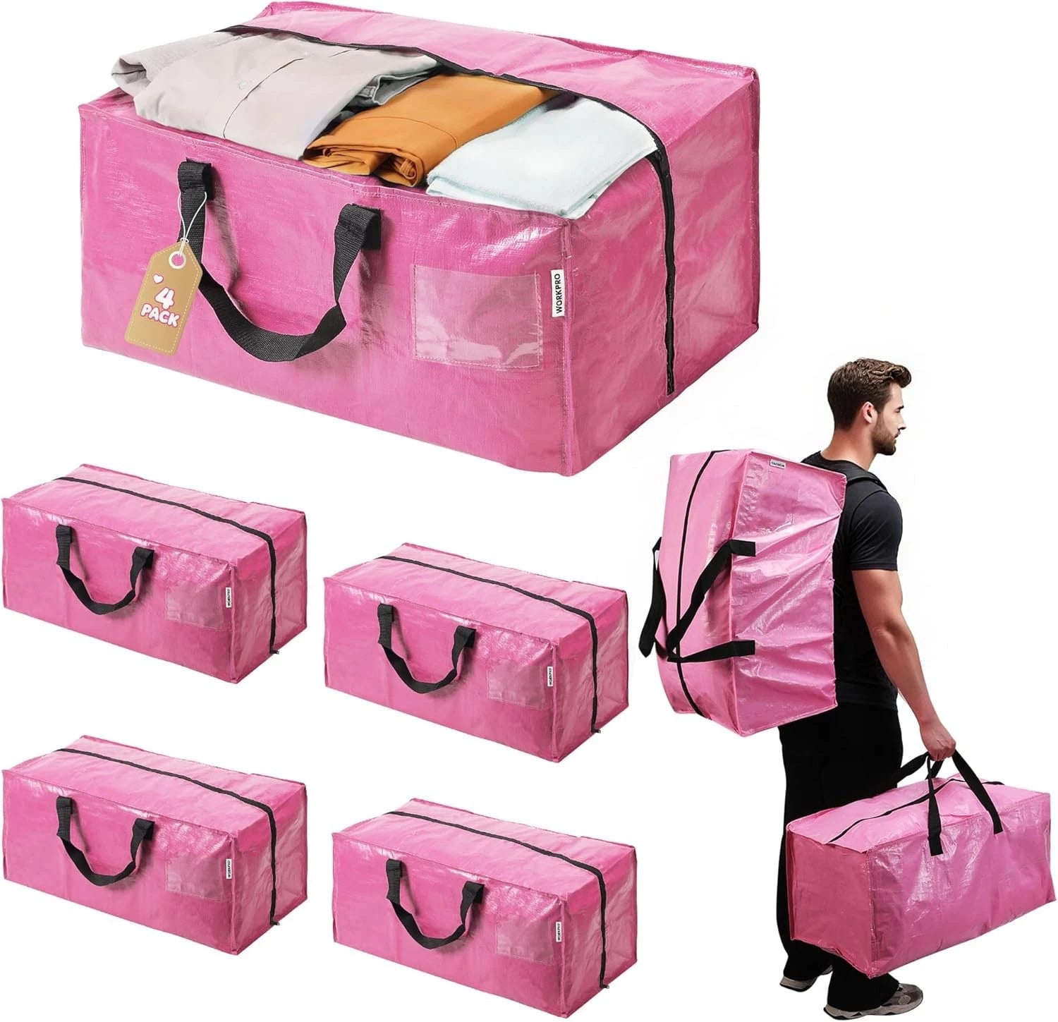 Workpro Heavy-duty Extra Large Moving Bag Storage Tote W/zipper Carry