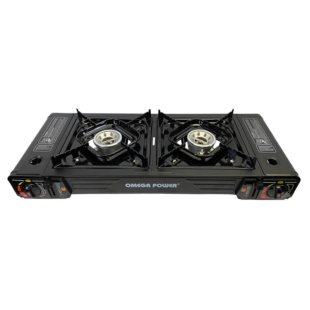 10k Btu Portable Double Burner Stove Auto Electric Lighter Ignition