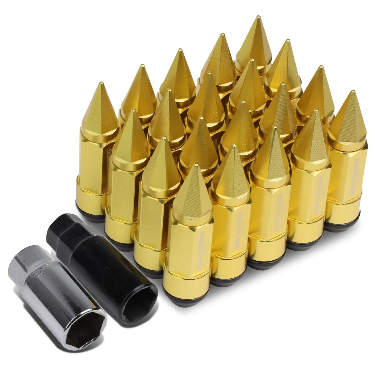 M12x1.5 83mm Tall 23mm Od Gold Aluminum Jdm Rim Lug Nuts With Caps+2