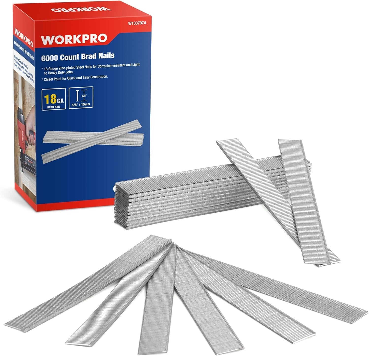 WORKPRO 6000 Count 5/8'' 18 Gauge Brad Nail by WORKPRO