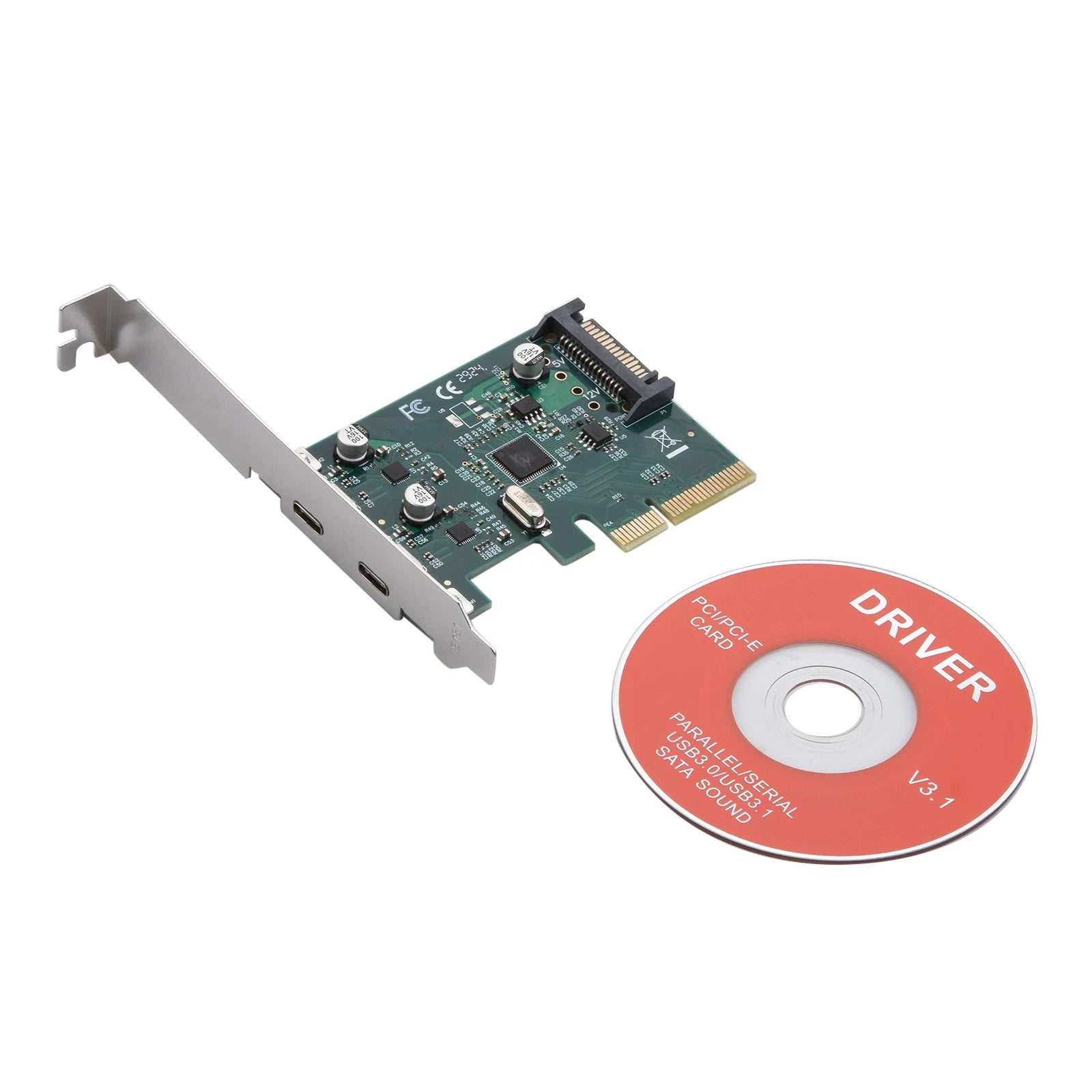 Pcie 4x Port Expansion Card Pci-e To Usb 3.1 Type C Dual Port Adapter