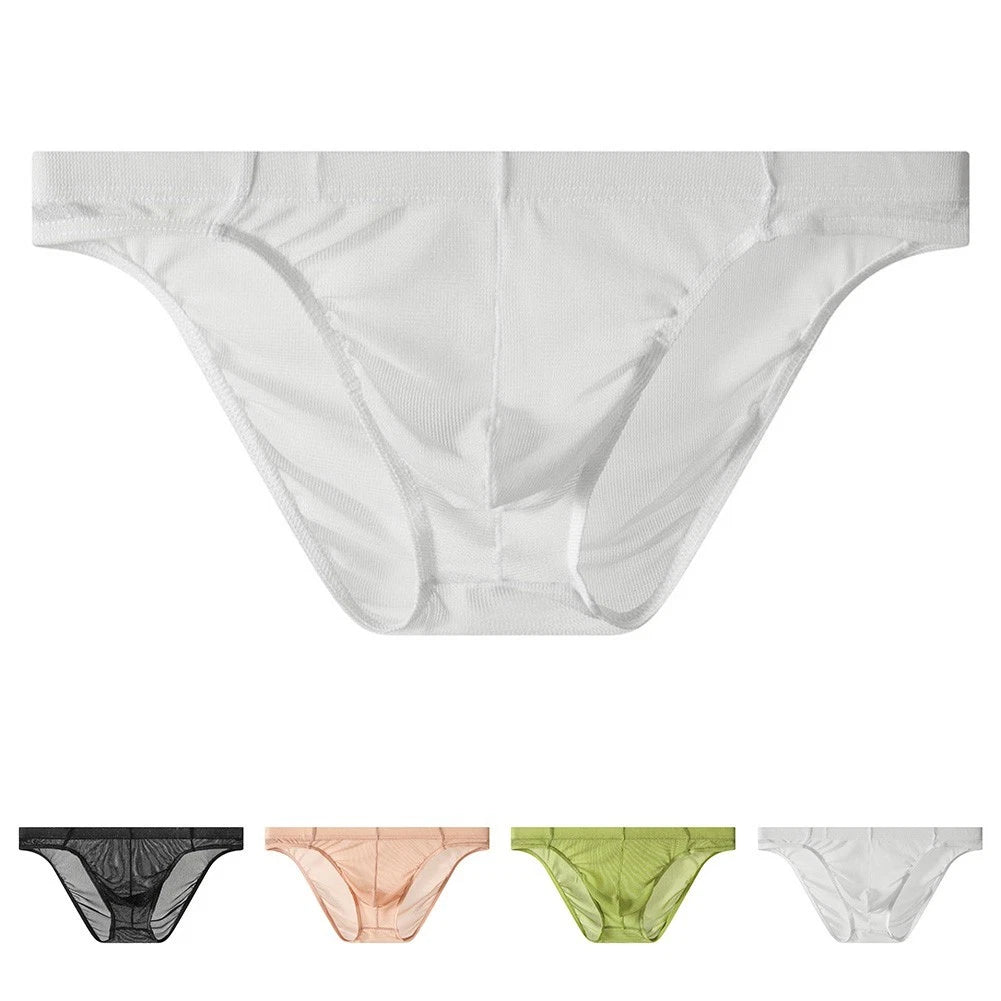 Mens Low Waist See Through Briefs Breathable Mesh Underwear For