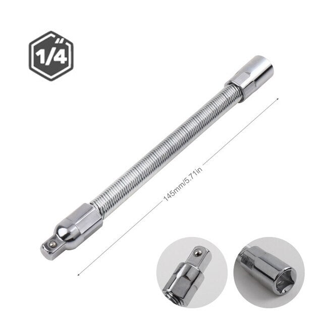 Cr-V 1/4" Dr. 145MM Length Flexible Socket Extension Bar Bit Holder