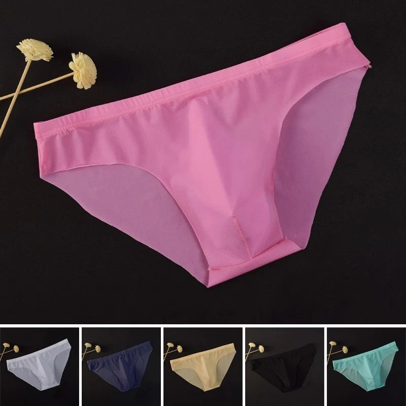 Underpants Underwear Sexy Low Waist Panties See Through Solid Thongs