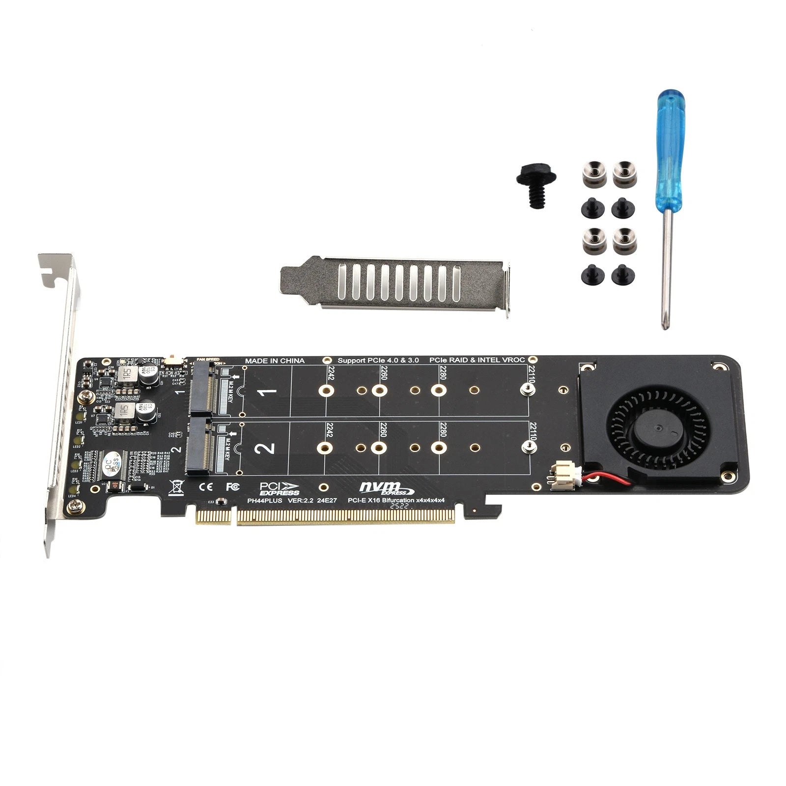Pcie 4.0 Ph44 Plus Ssd Expansion Split Card Raid 0 Mode Supports 4