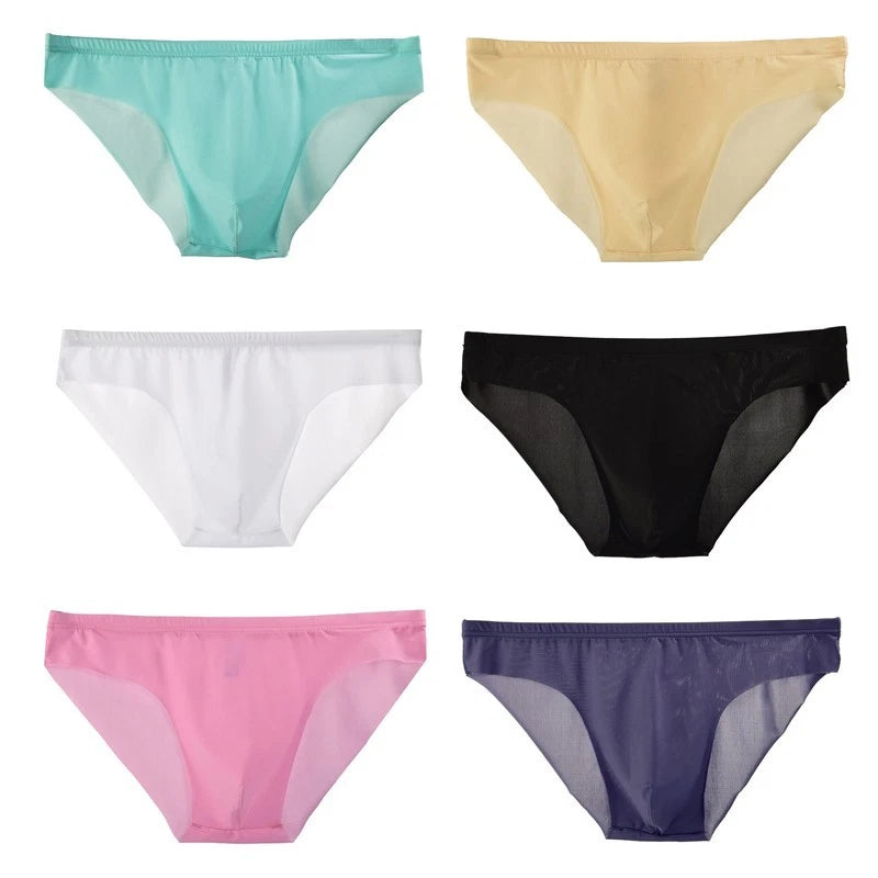 Viscose Men's Sexy For Ultra Thin Low Rise Briefs Solid Color See