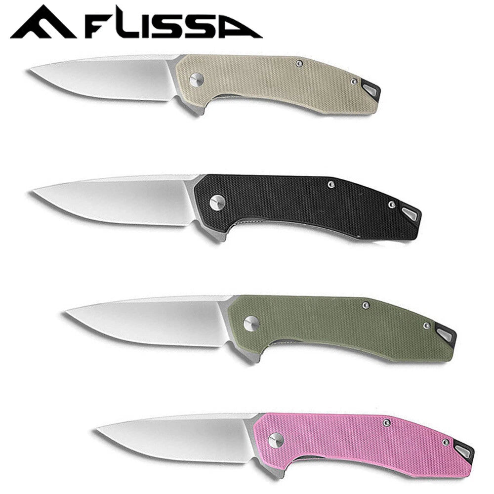 Flissa Folding Tactical Knife Pocket Knife Edc Knife With G10 Handles