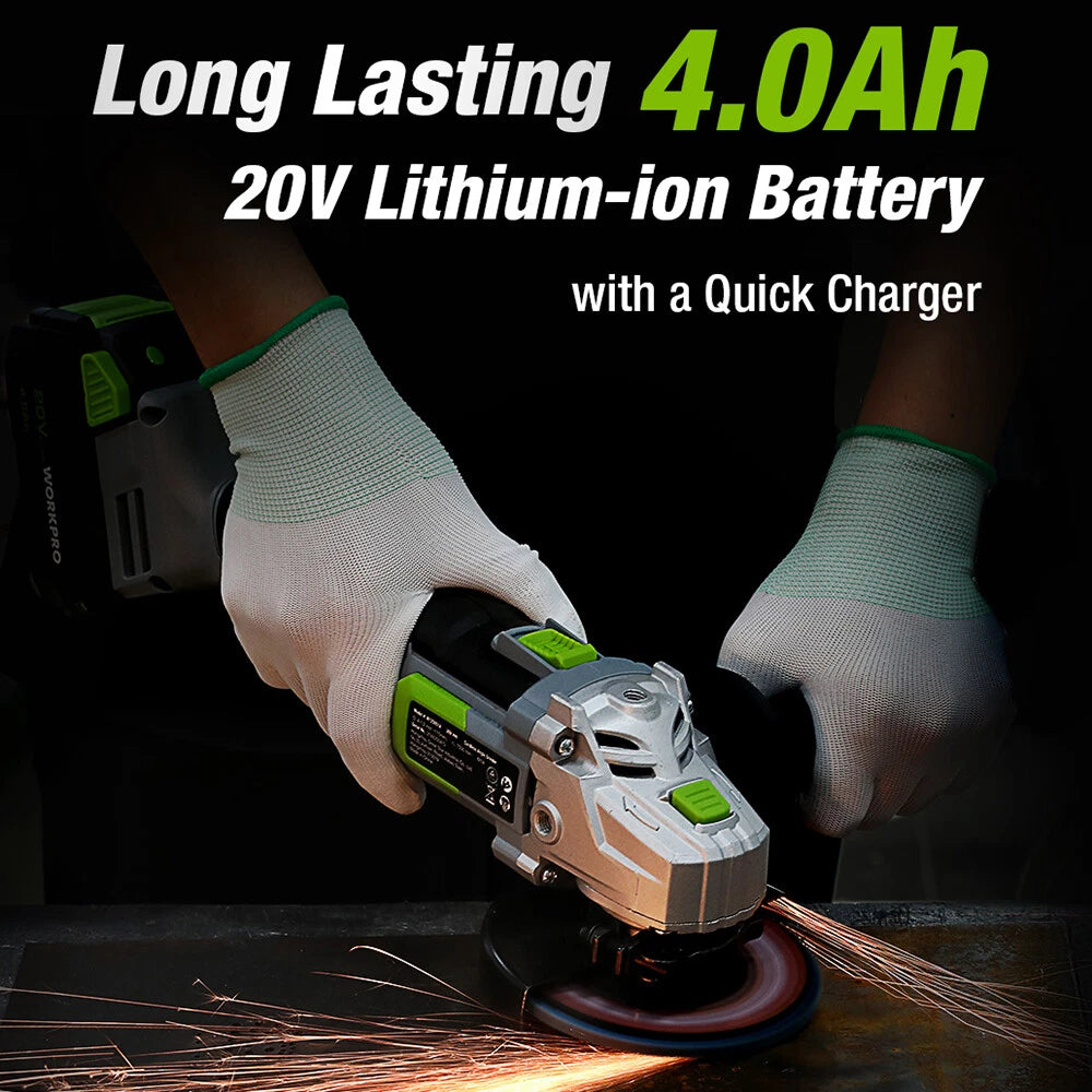Workpro 20V Cordless Angle Grinder Kit 4.5" Fast | Built Supply Co