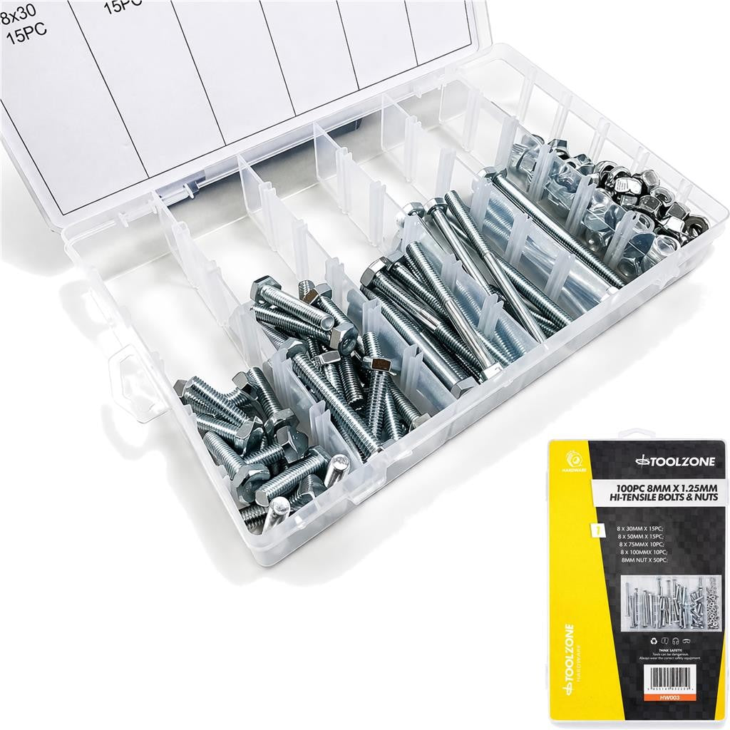 Toolzone M8 Bolt And Nut Assortment
