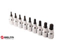 Selta Taiwan 9pc 1/2" Dr Cr-Mo Stubby 55mmL Torx Star Socket Bit Set T20-T60