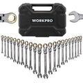 WORKPRO Flex-Head Ratcheting Wrench Set 22PC SAE 1/4-3/4" Metric 6-18mm 72 Teeth